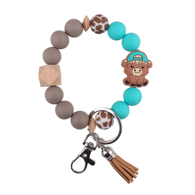 Wholesale Cute Cow Consumption Silicone Bracelet Keychain